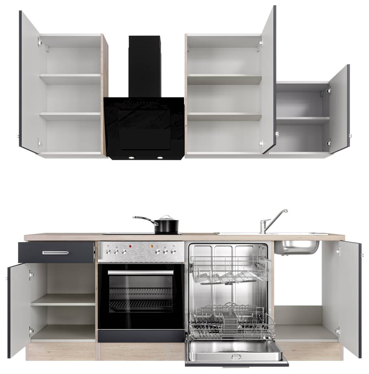 Küchenblock Elva anthrazit strukturiert B/H/T: ca. 220x234x60 cm