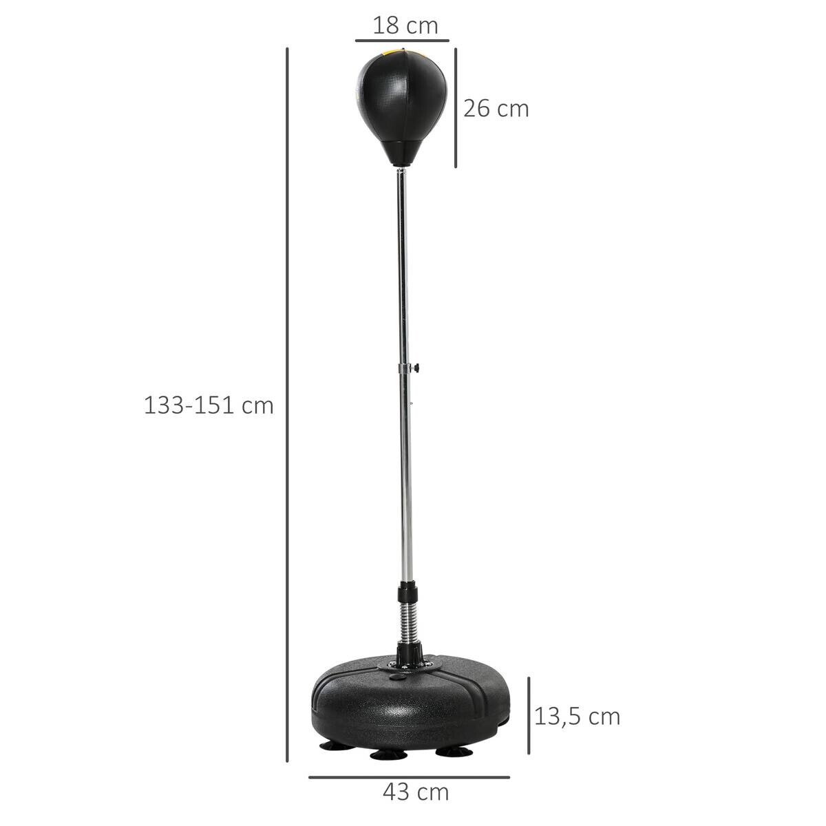 HOMCOM Punchingball Set schwarz Kunstleder B/H/L: ca. 45x151x45 cm
