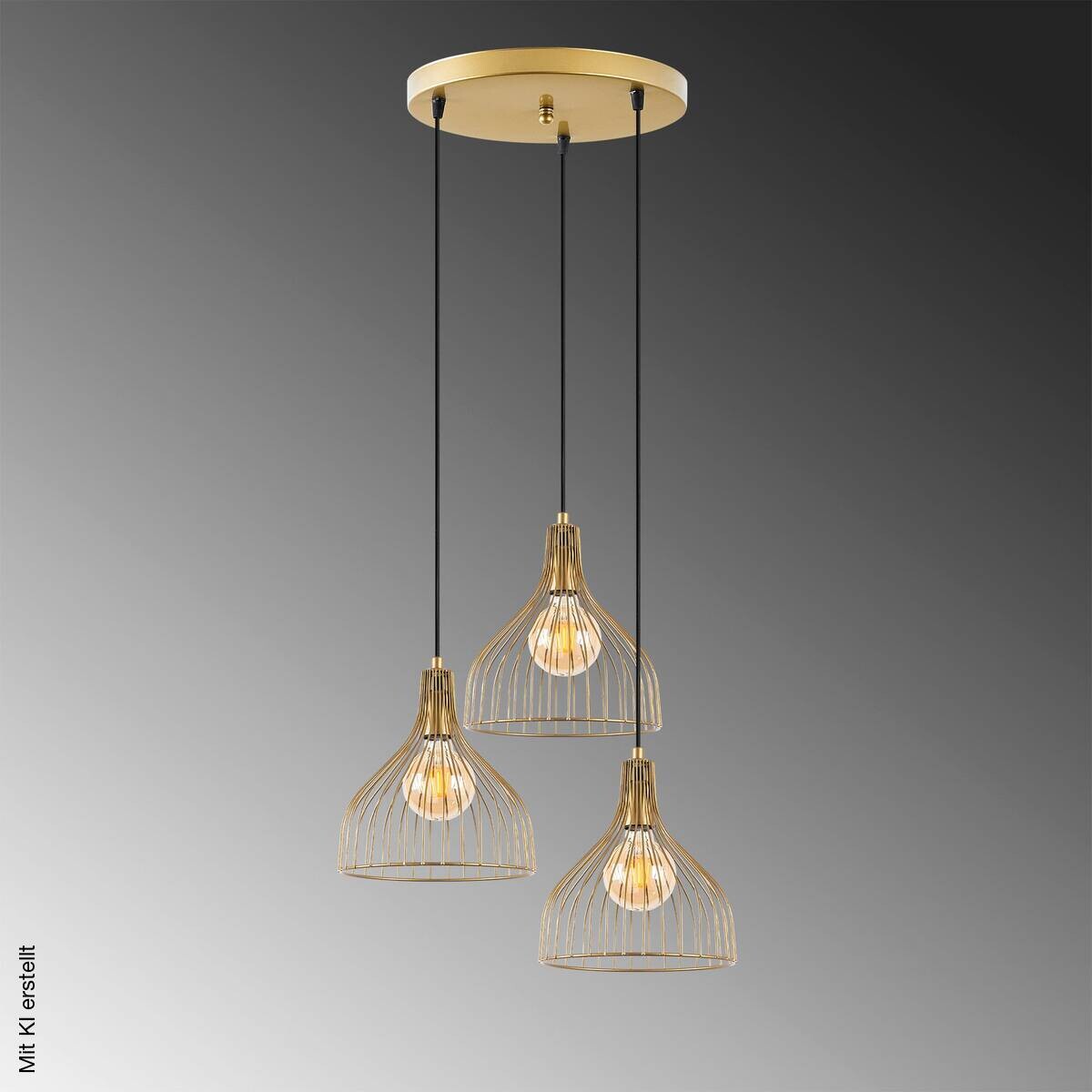 Opviq Pendelleuchte Cafu gold B/H/L: ca. 49x121x49 cm E27 1 Brennstellen