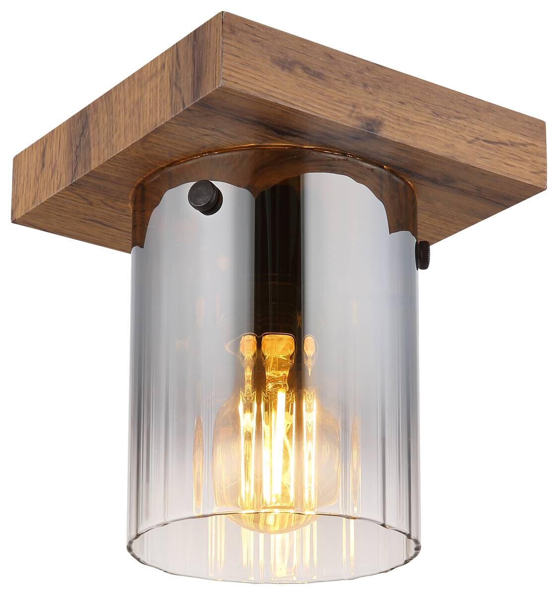 GLOBO Deckenleuchte dunkelbraun Rauch MDF Glas B/H/T: ca. 16x18x16 cm 1 Brennstellen