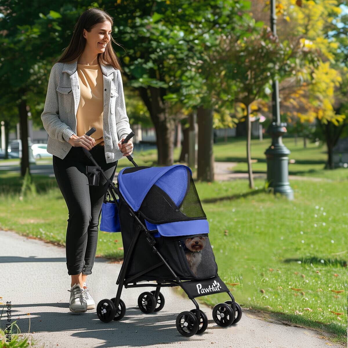 PawHut Hundewagen blau Stahl B/H/L: ca. 44x103x76 cm