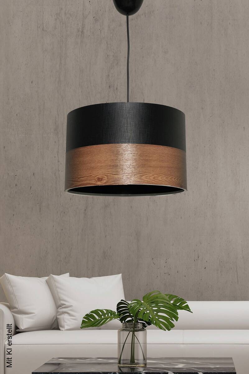 Opviq Pendelleuchte braun schwarz Kunststoff Stoff B/H/T/L: ca. 30x65x30x30 cm E27 1 Brennstellen