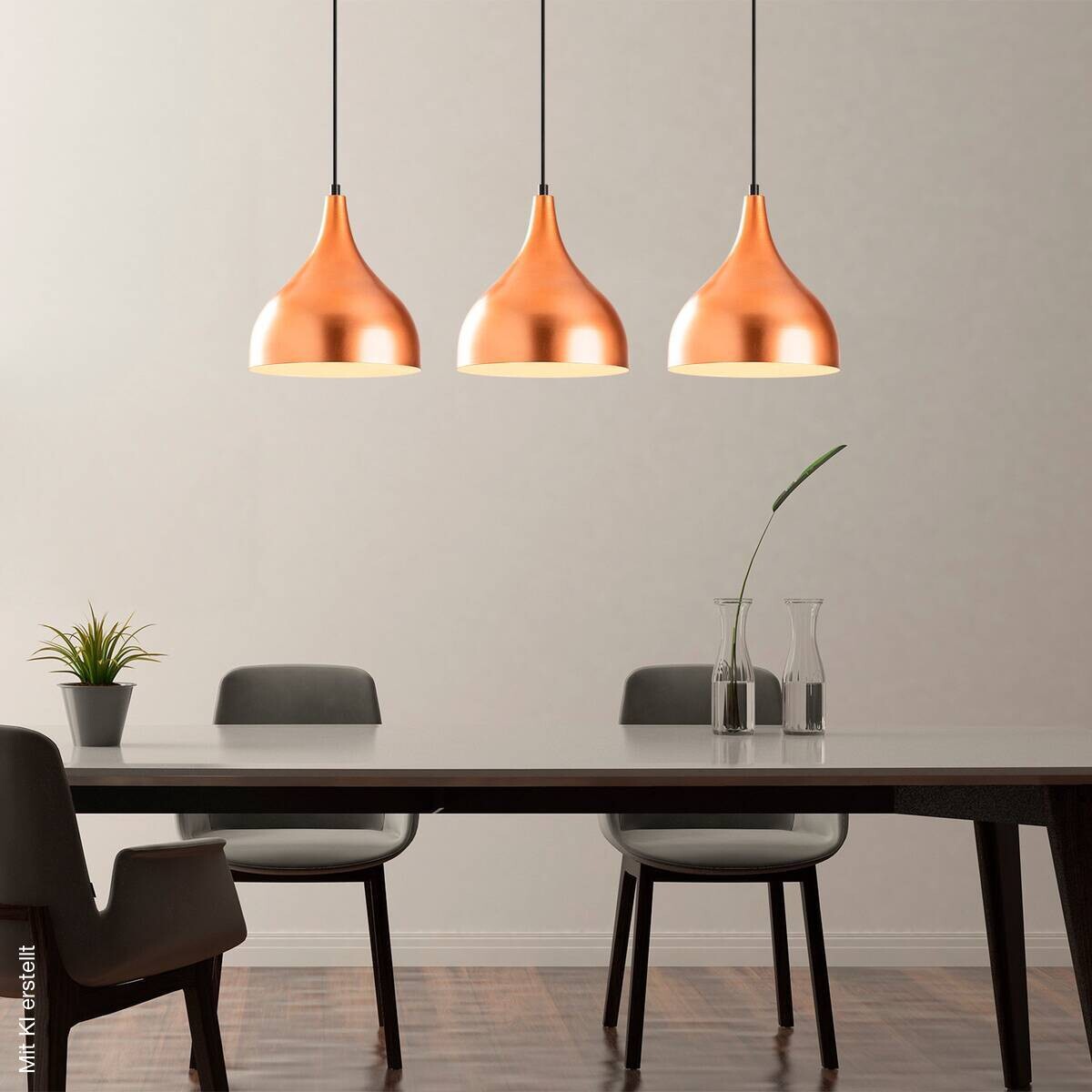 Opviq Pendelleuchte Saglam-3781 schwarz Kupfer B/H/T/L: ca. 97x126x16x97 cm E27 3 Brennstellen