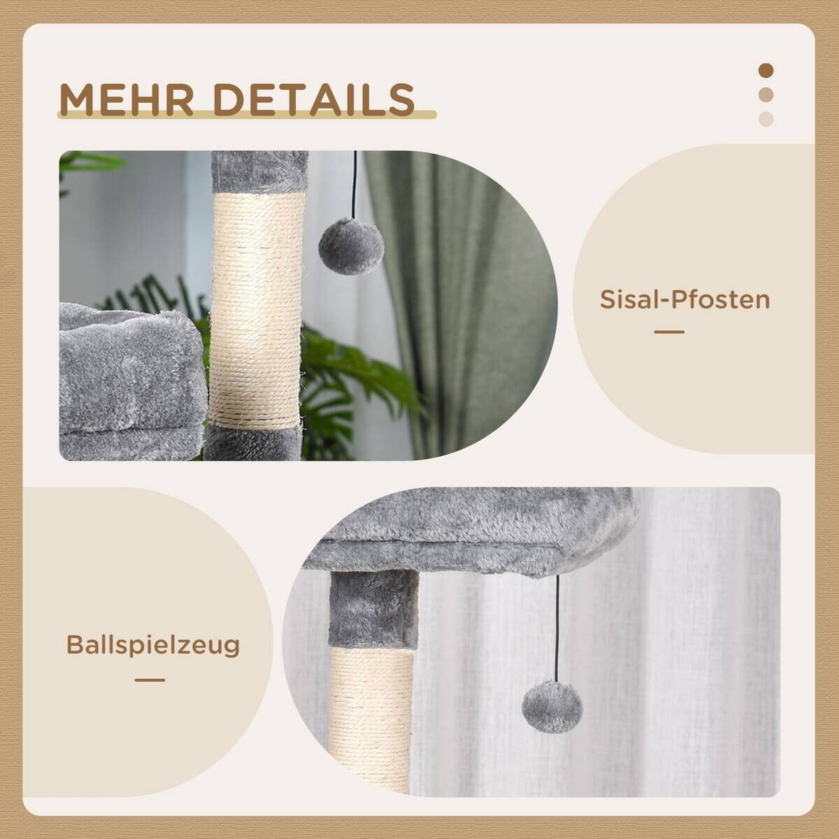 PawHut Kratzbaum grau Polypropylen B/H/L: ca. 50x60x145 cm