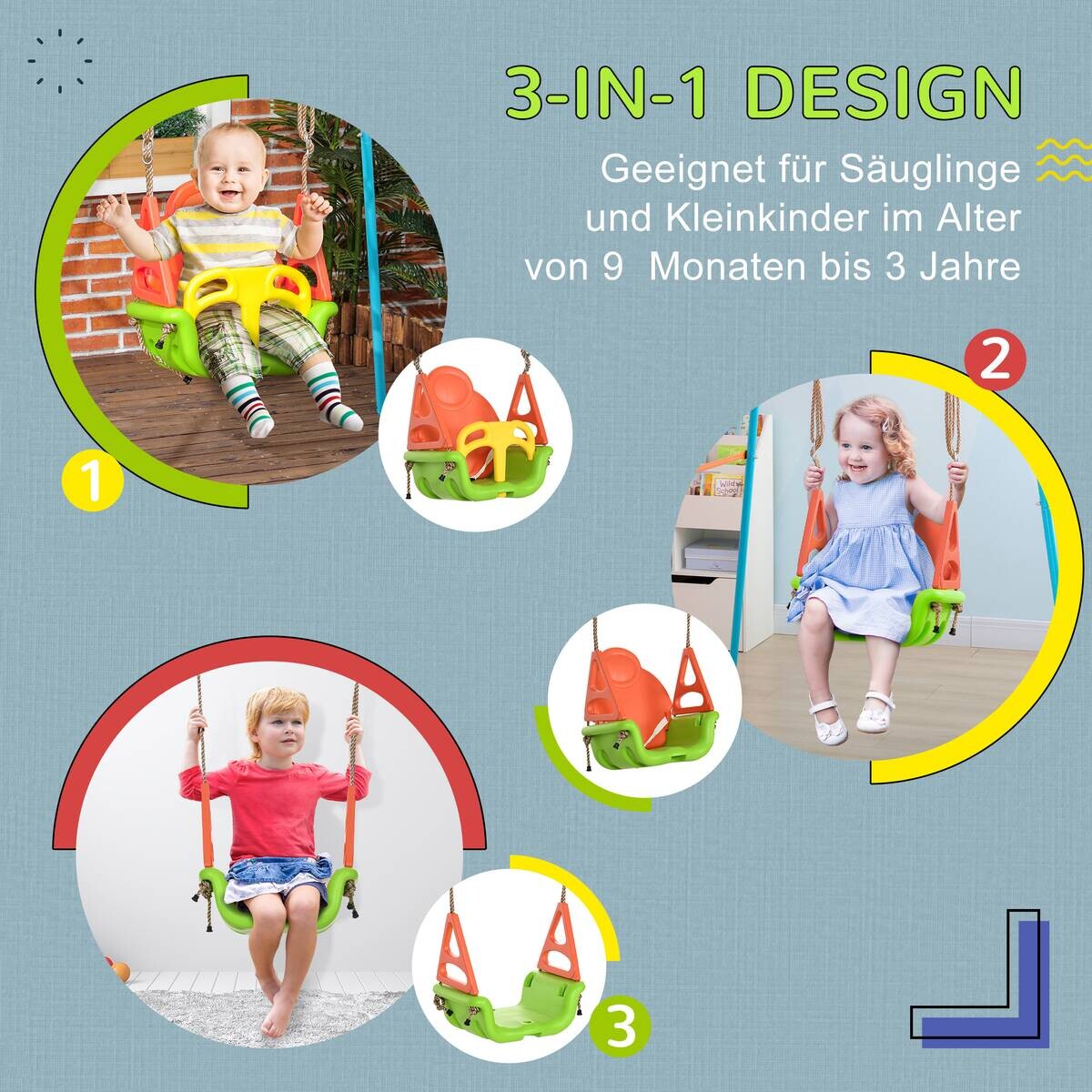 Outsunny Schaukel orange B/H/L: ca. 34x48x180 cm