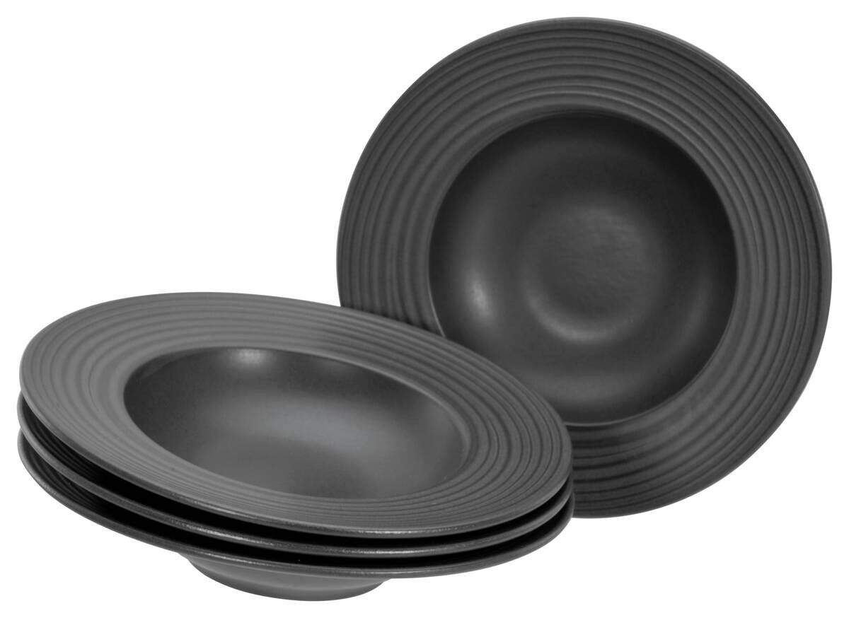 CreaTable Pastateller-Set Lava Stone schwarz Steinzeug D: ca. 32 cm