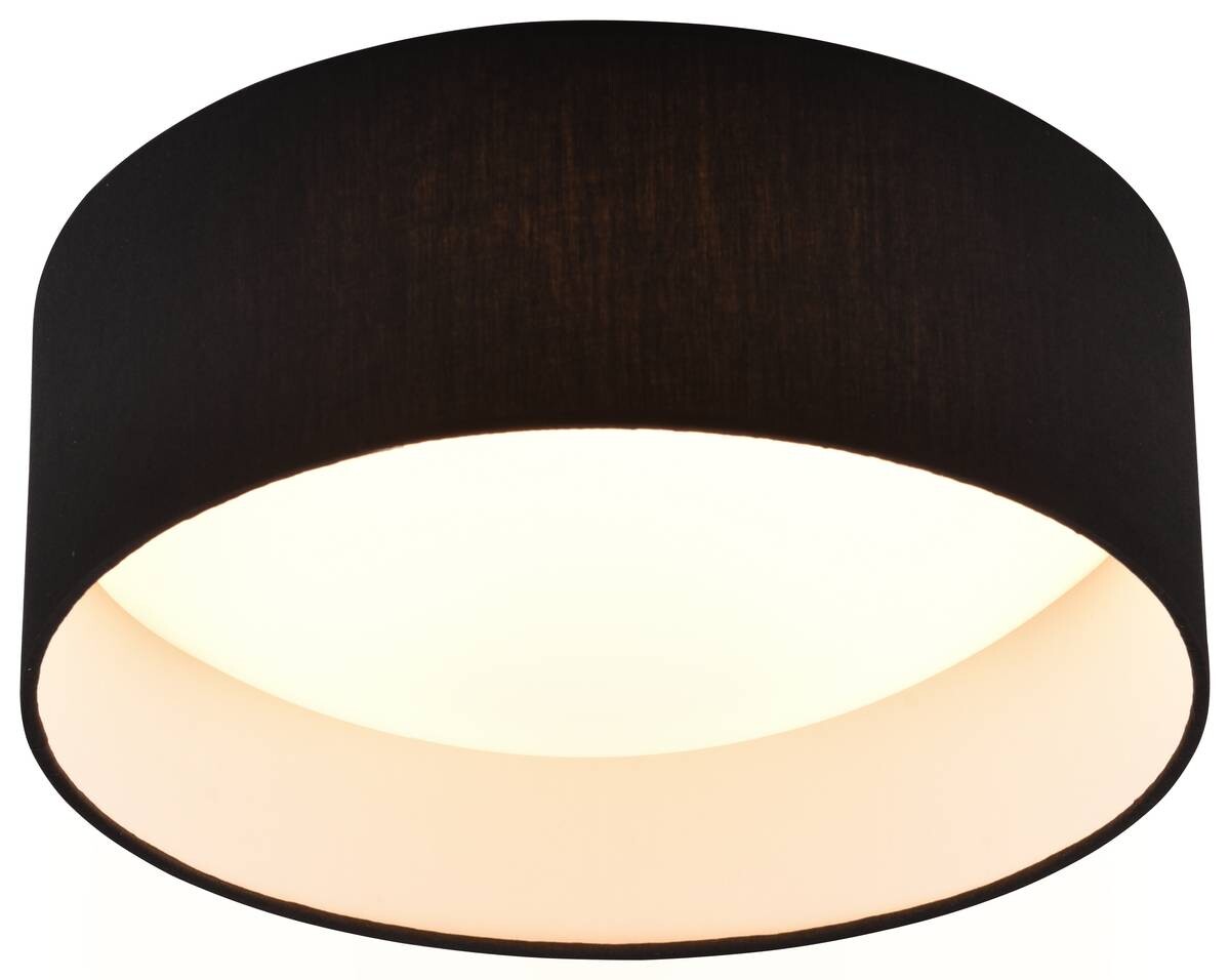 Reality LED-Deckenleuchte Locarno schwarz weiß Stoff Kunststoff H/D: ca. 11x30 cm 1 Brennstellen