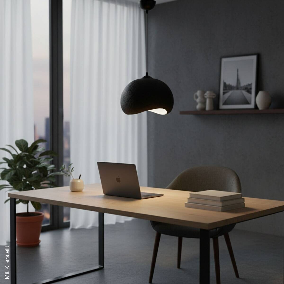 Opviq Pendelleuchte Yontu-15850-A schwarz Polyester-Mischgewebe Metall B/H/L: ca. 29x120x34 cm E27 1 Brennstellen