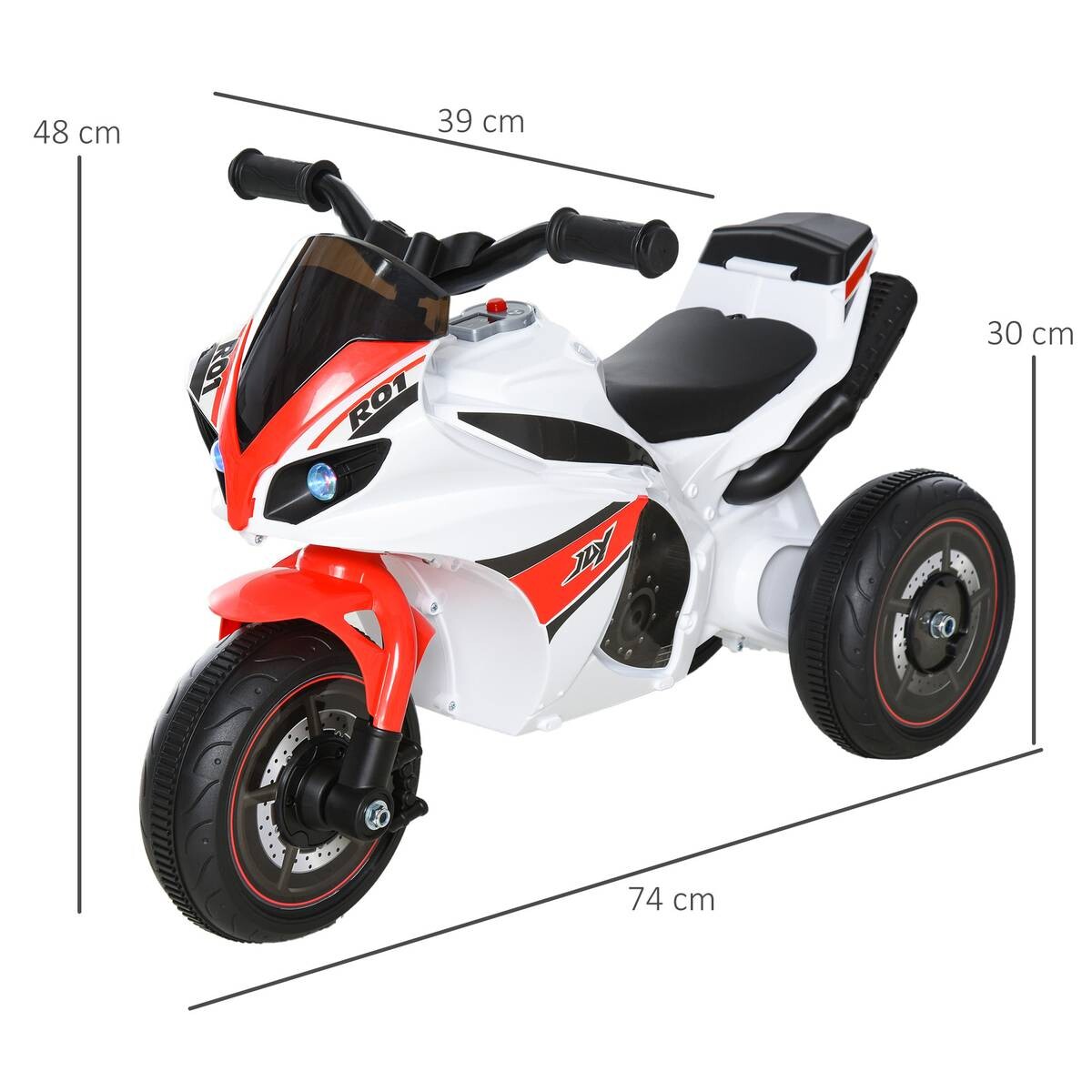 HOMCOM Kinder-Motorrad weiß B/H/L: ca. 39x48x74 cm