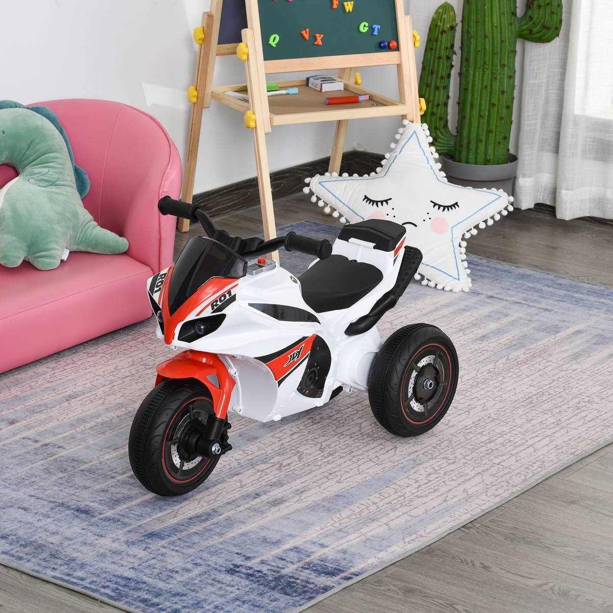 HOMCOM Kinder-Motorrad weiß B/H/L: ca. 39x48x74 cm