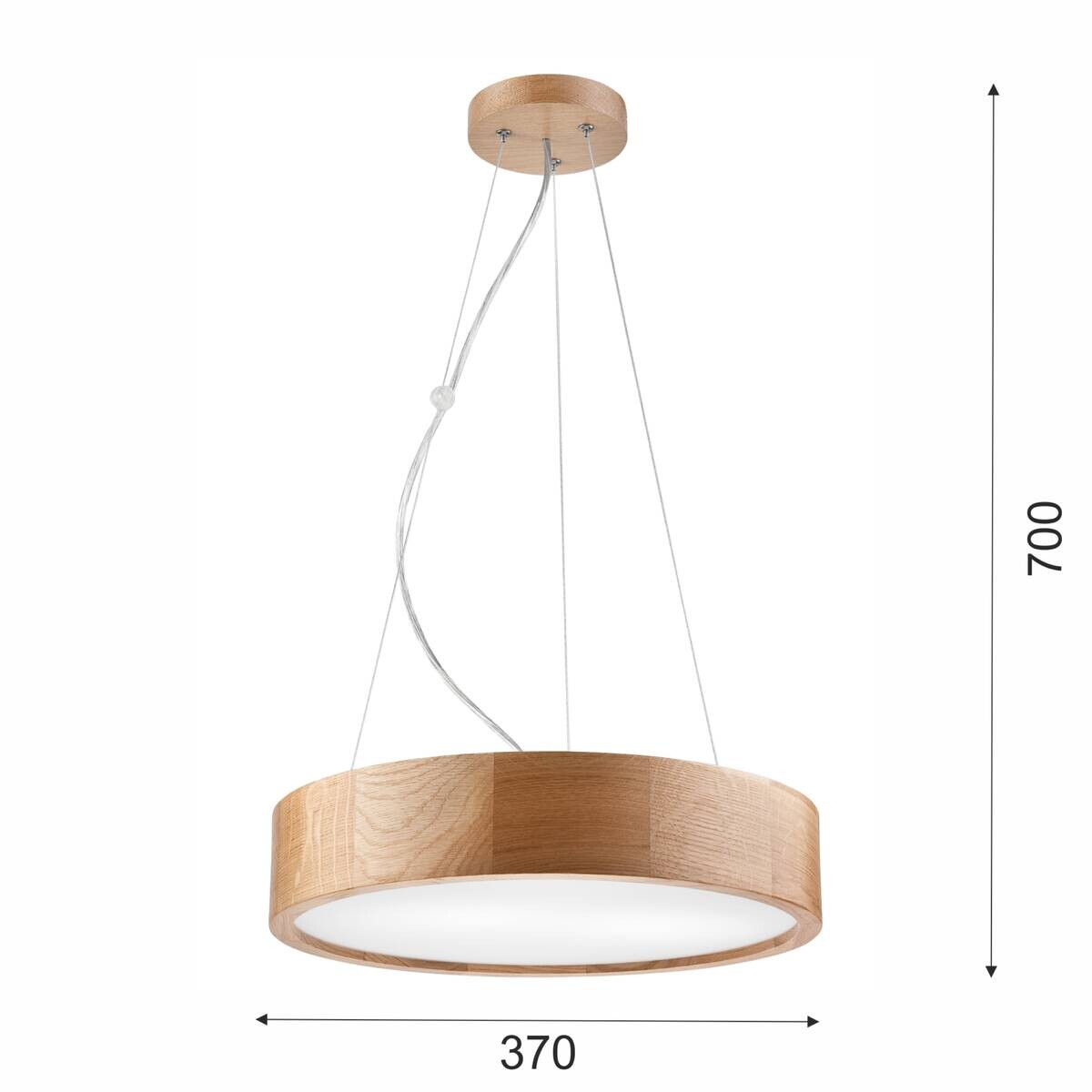Lamkur Deckenleuchte Eveline Eiche Holz Glas H/L: ca. 80x47 cm E27 3 Brennstellen