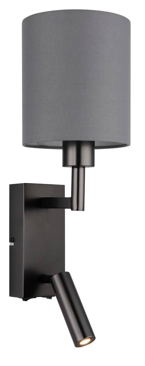 GLOBO Wandleuchte grau schwarz Metall B/H/L: ca. 17x45,5x15 cm E27 2 Brennstellen