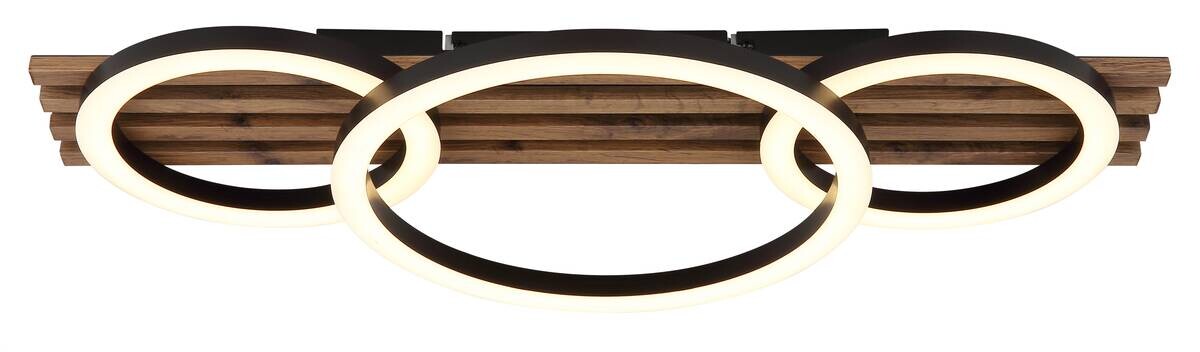 GLOBO Deckenleuchte Opal mattschwarz Metall MDF B/H/D: ca. 62x9,5x30 cm 1 Brennstellen