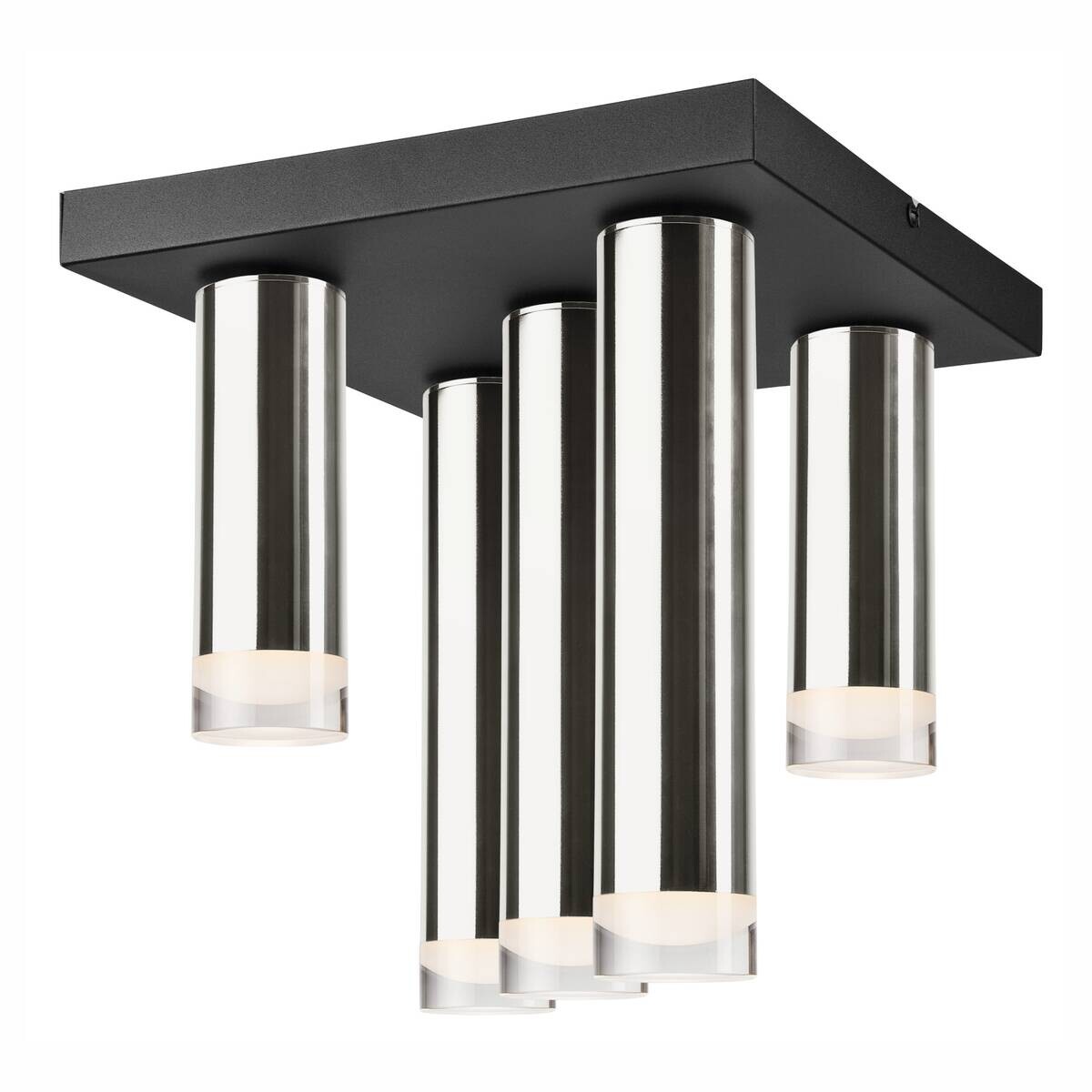 Lamkur Deckenleuchte schwarz silber Stahl B/H/L: ca. 30x31,5x30 cm E27 5 Brennstellen