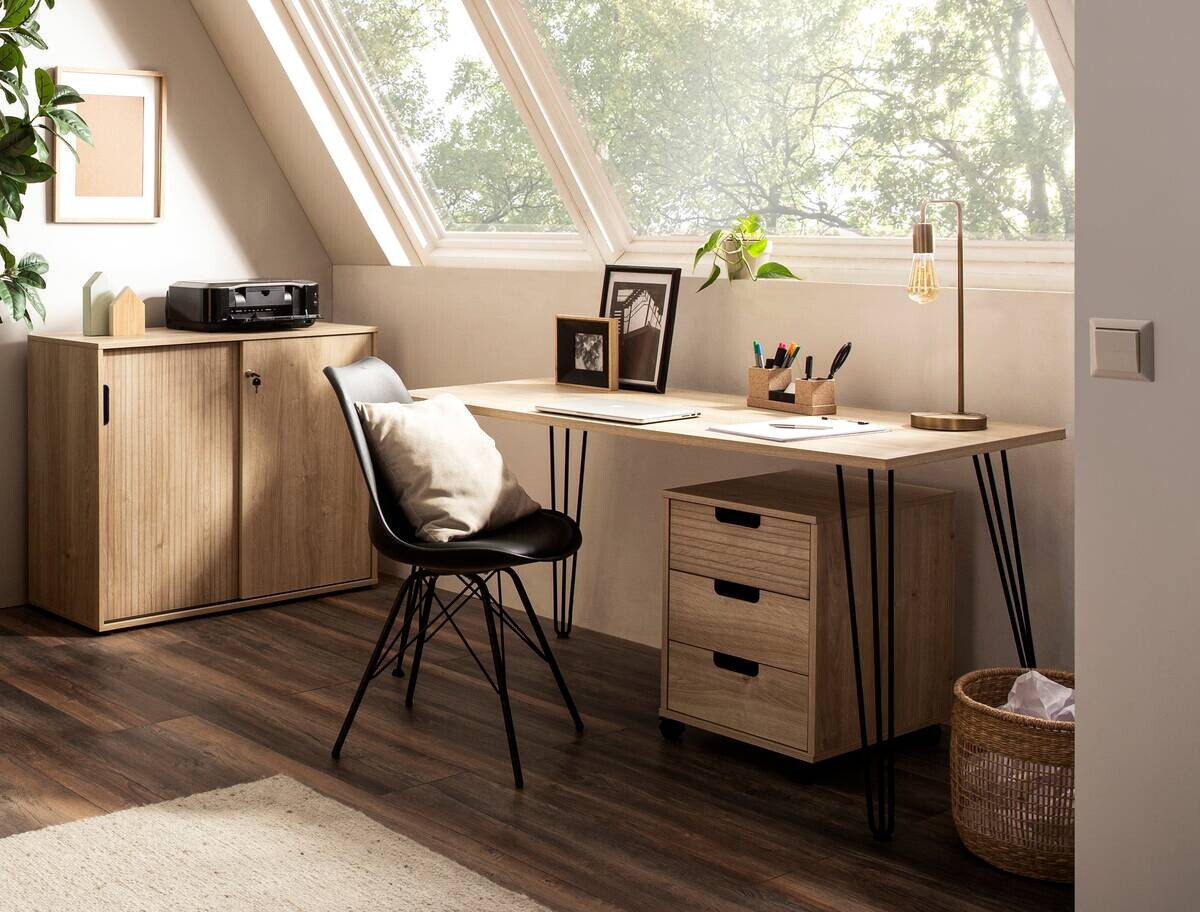 Rollcontainer Emmik Eiche Eiche weiß Nachbildung B/H/T: ca. 40,1x57x50 cm