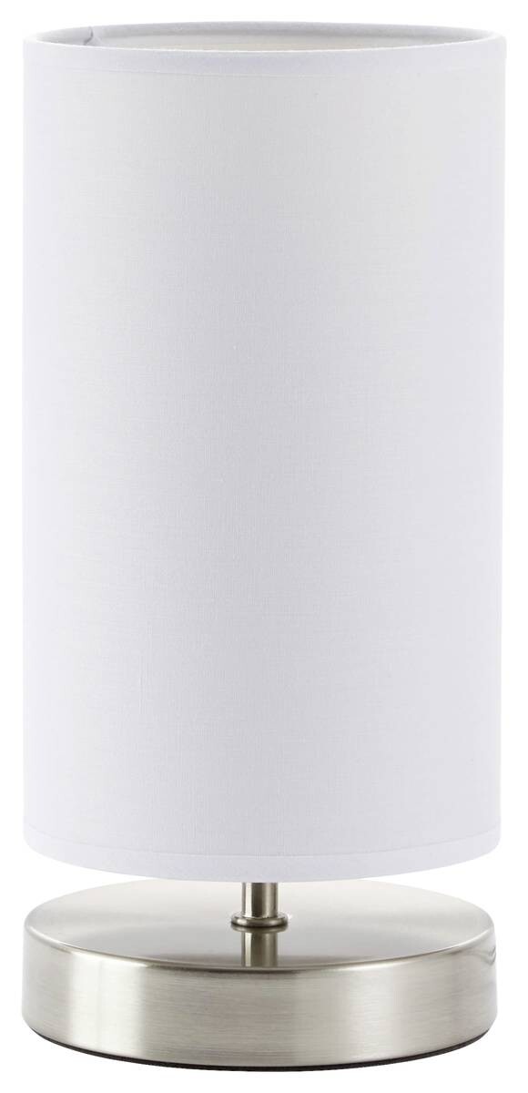 Brilliant Tischleuchte Claire weiß nickel matt Textil Metall H/D: ca. 25x12 cm E14 1 Brennstellen
