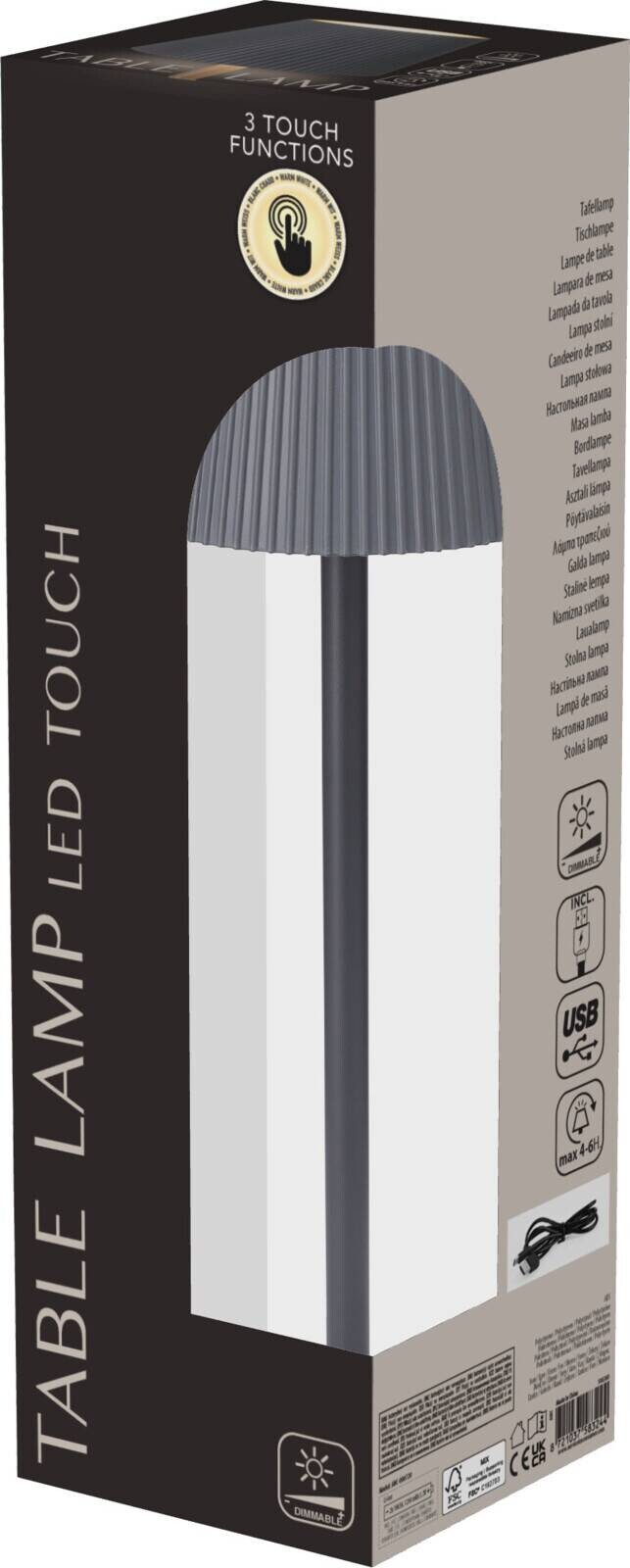 LED-Tischleuchte grau Eisen H/D: ca. 36x10,5 cm