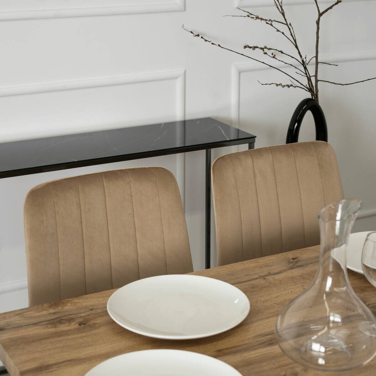 Stuhl IBIS beige Velourstoff B/H/T: ca. 43x90,5x50 cm