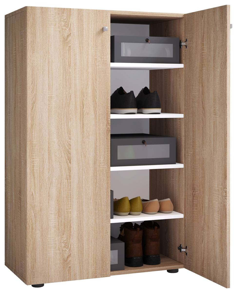 Schuhschrank Lona Eiche Sonoma Nachbildung weiß B/H/T: ca. 70x110x39 cm