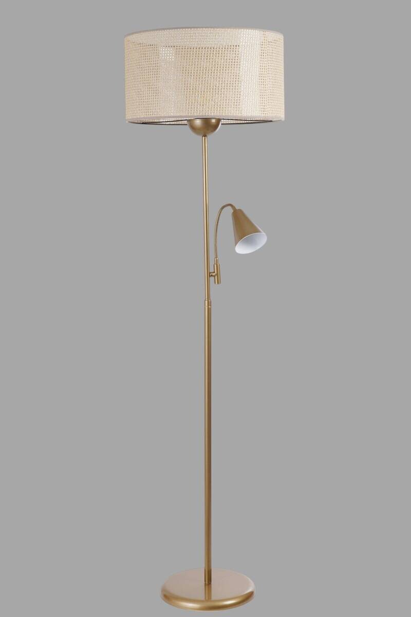 Stehleuchte beige gold Stoff Metall B/H/L/D: ca. 40x162x40x40 cm E14 1 Brennstellen