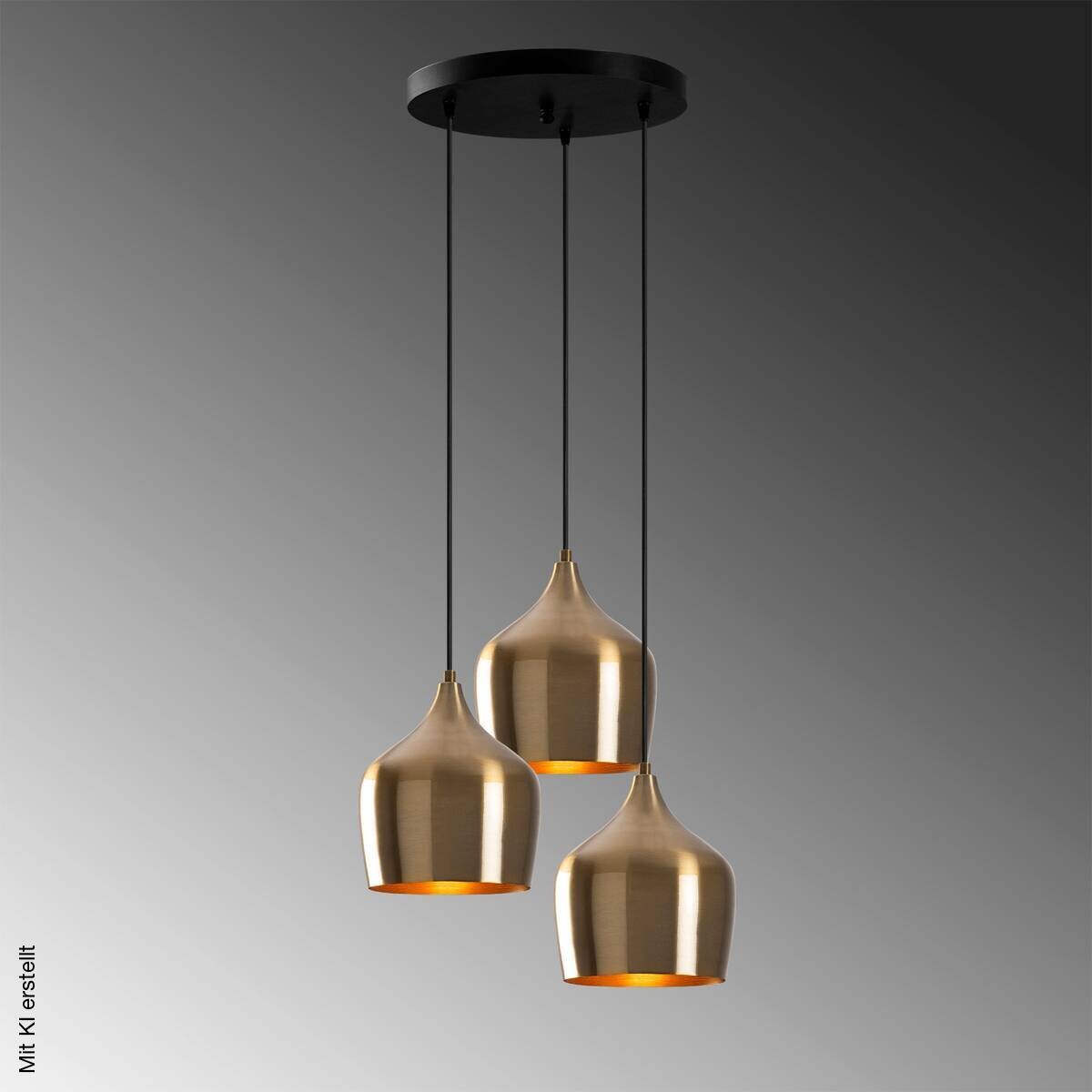 Opviq Pendelleuchte messing B/H/T: ca. 46x124x46 cm E27 3 Brennstellen