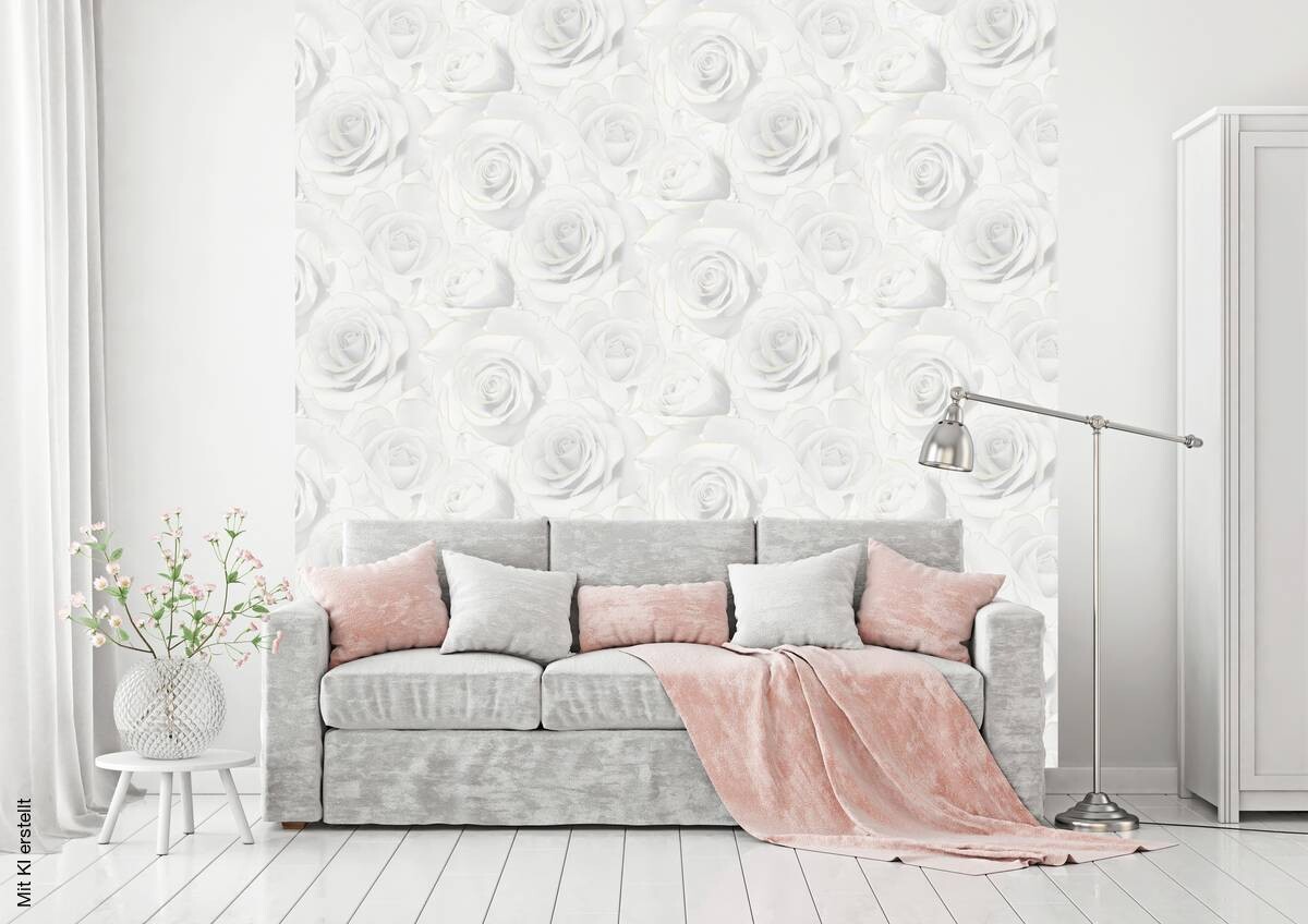 UGEPA Vinyltapete Rosen grau gold B/L: ca. 53x1005 cm