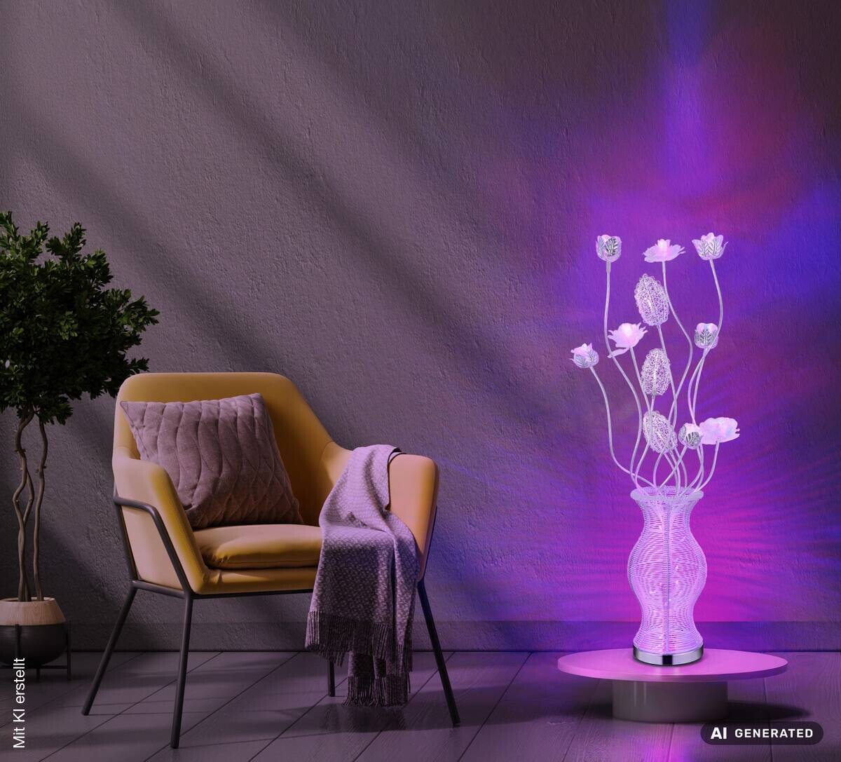 GLOBO LED-Tischleuchte FLORIELLE silber Aluminium Kunststoff H/D: ca. 88x29 cm 1 Brennstellen