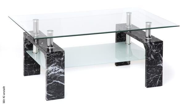 Glascouchtisch Modena Marmor Optik glasklar B/H/T: ca. 100x45x60 cm