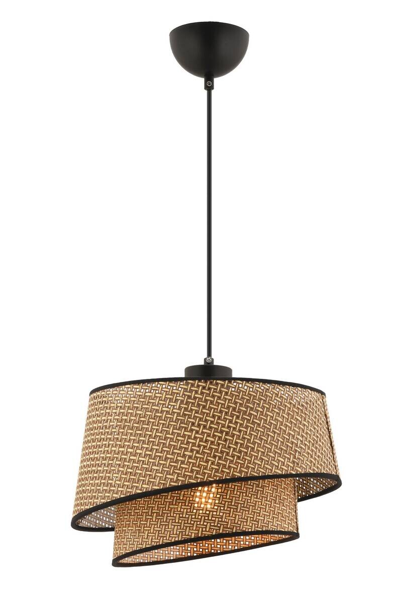 Opviq Pendelleuchte Barette schwarz beige Stoff Metall B/H/L: ca. 32x65x32 cm E27 1 Brennstellen