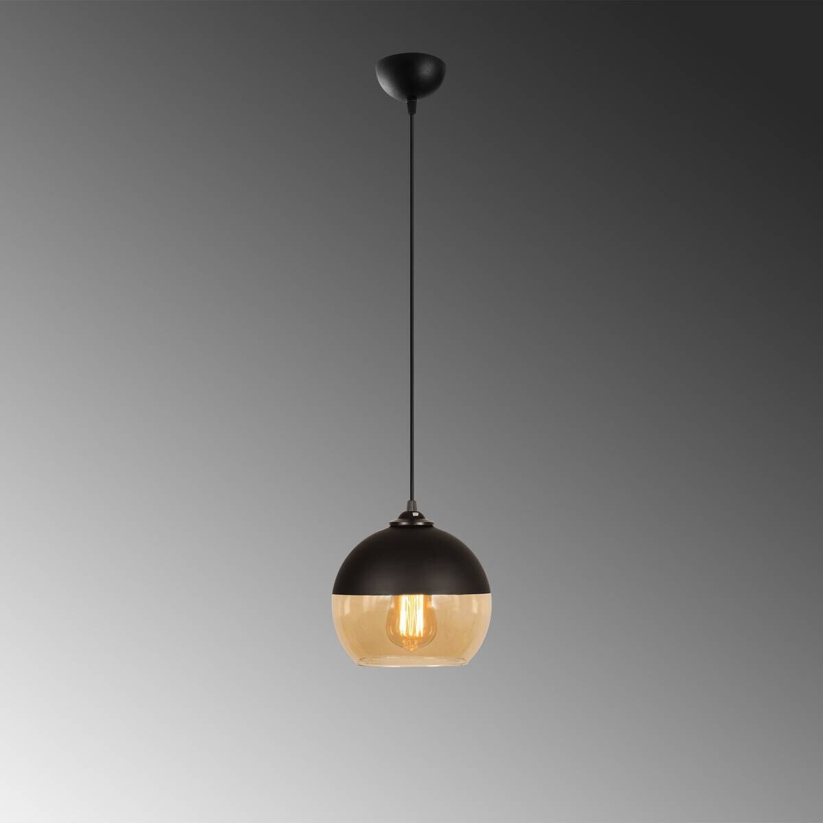 Opviq Pendelleuchte Camini honig schwarz Metall B/H/T/L/D: ca. 20x116x20x20x20 cm E27 1 Brennstellen