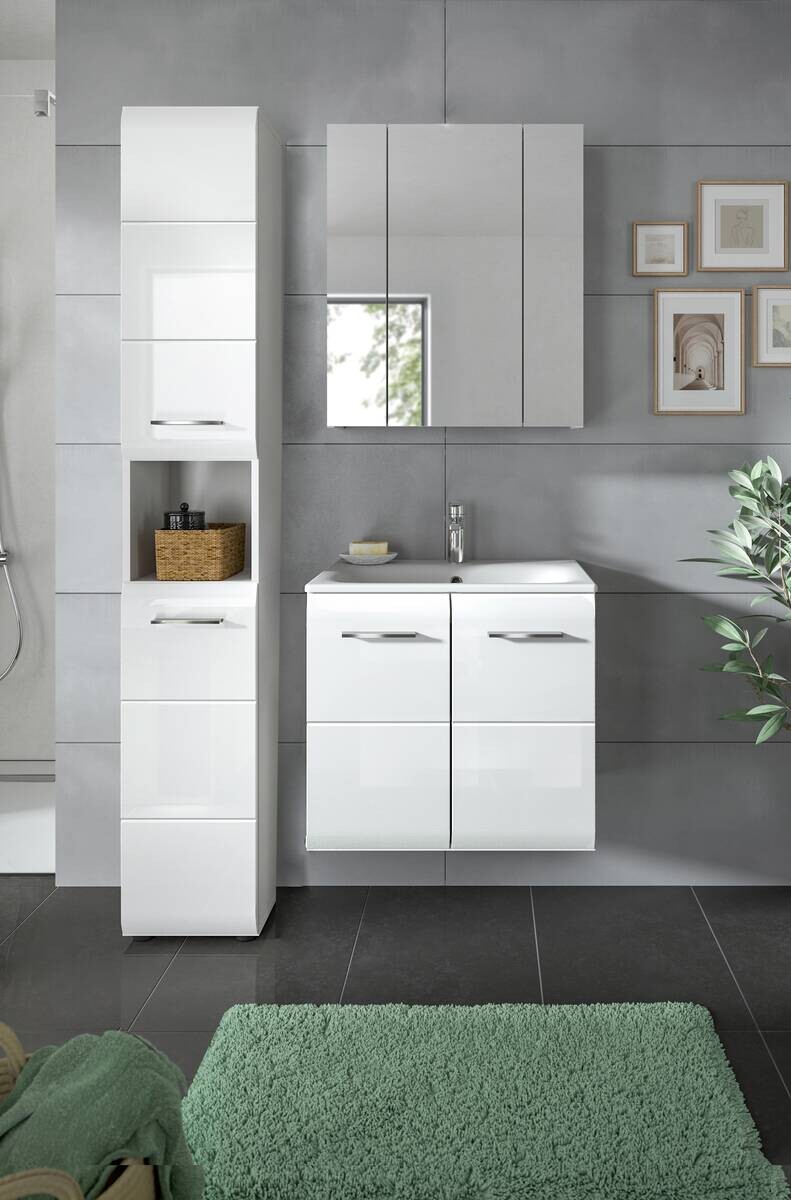 Badezimmer-Set Ice weiß weiß Hochglanz B/H/T: ca. 105x185x46 cm