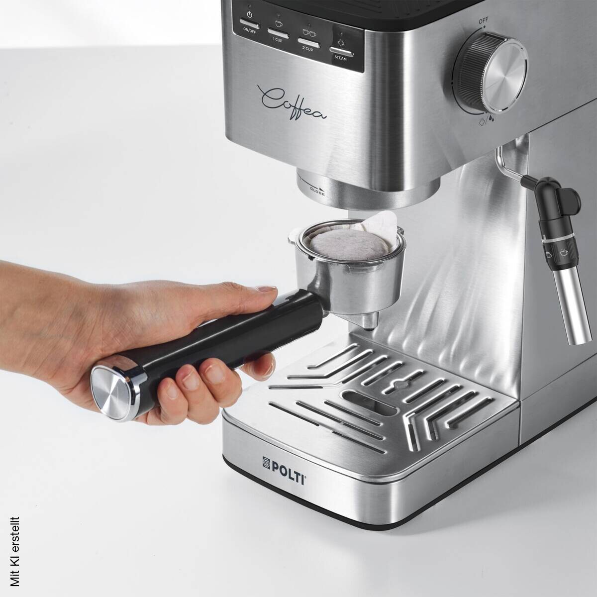 Polti Polti Espresso- und Cappuccinomaschine P10S silber Stahl B/H/T: ca. 13x30,5x30,5 cm