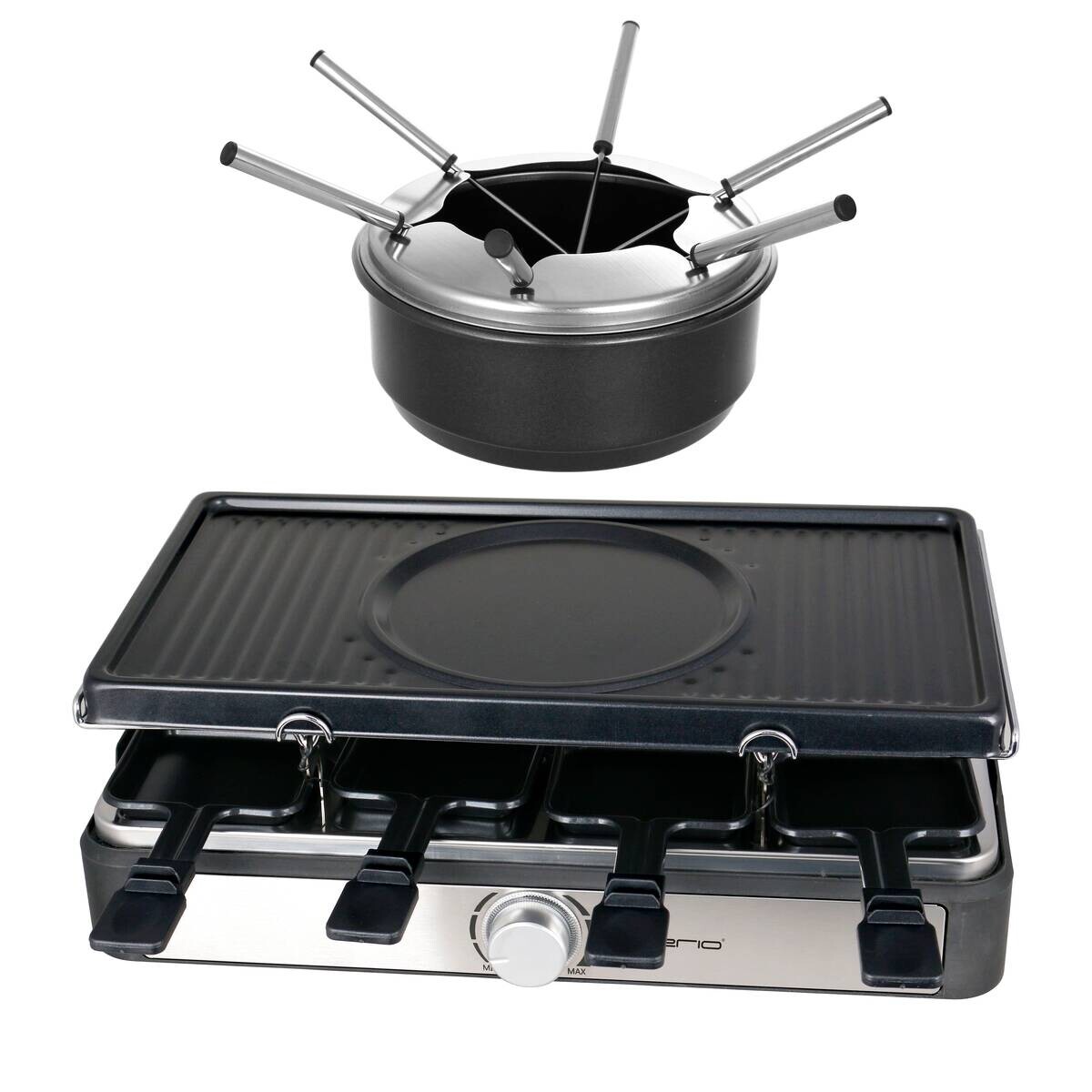 Emerio Raclette-Grill-Fondue-Kombi RG-124930 schwarz B/H/L: ca. 27x16,5x44 cm