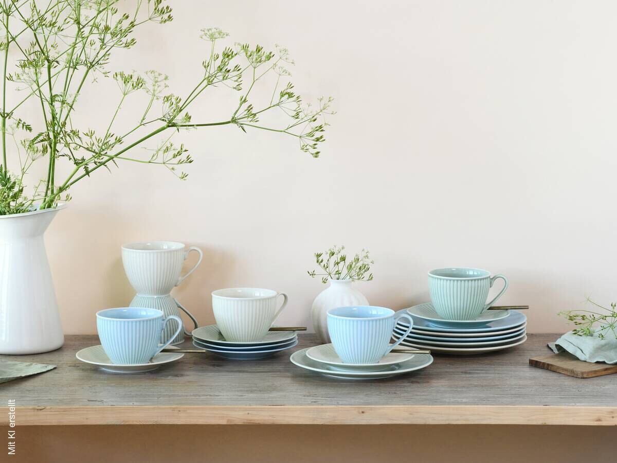 CreaTable Kaffeeservice Valencia bunt Porzellan 18 tlg.