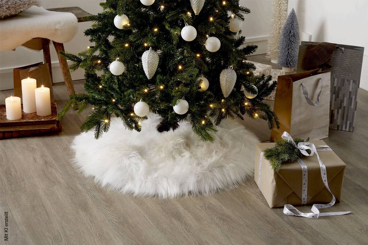 Weihnachtsbaumdecke weiß Polyester D: ca. 80 cm