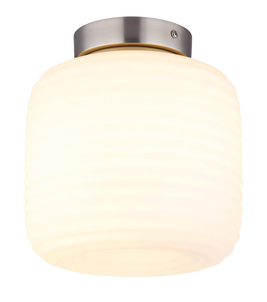 GLOBO Deckenleuchte nickel matt Opal Glas Metall H/D: ca. 21x20 cm 1 Brennstellen