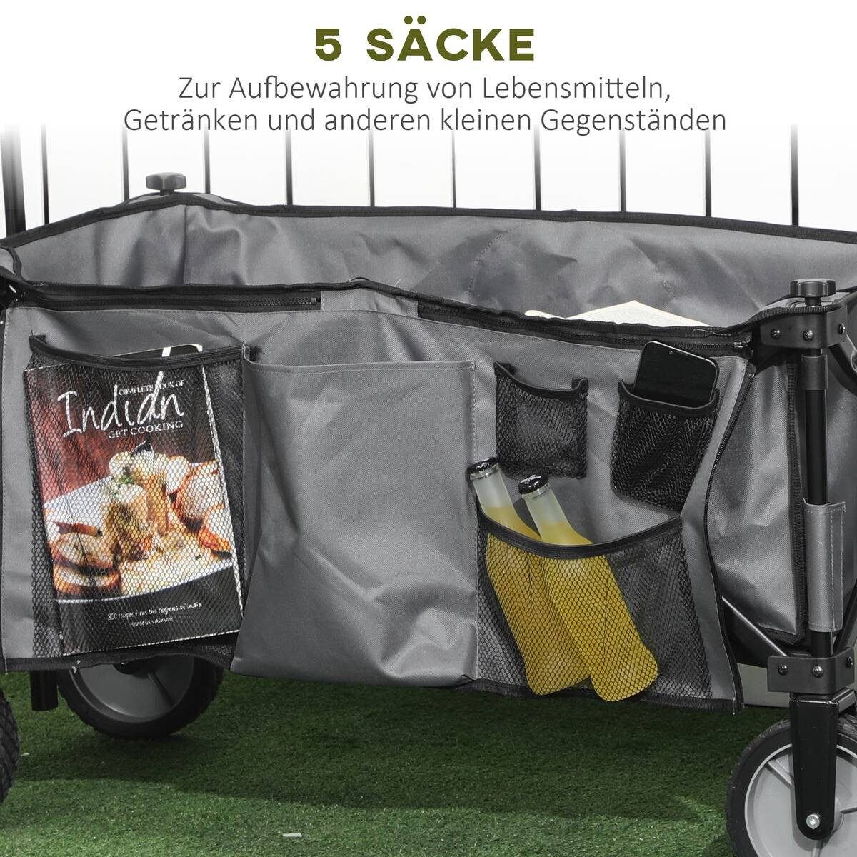 Outsunny Bollerwagen dunkelgrau B/H/L: ca. 55x93x108 cm