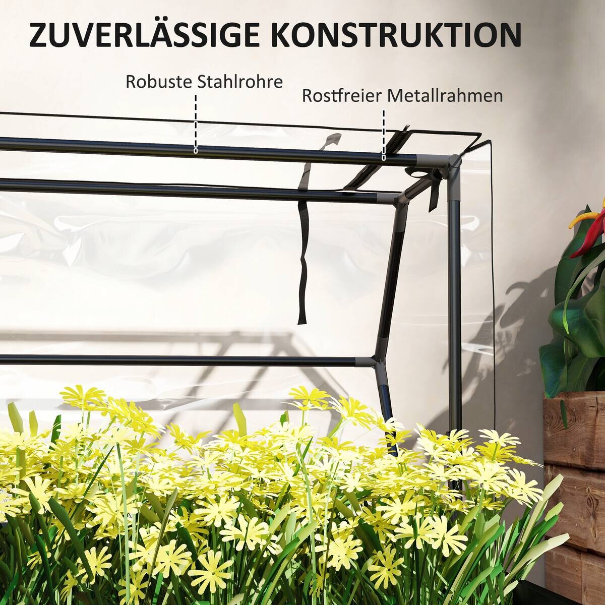 Outsunny Hochbeet schwarz Stahl B/H/T/L: ca. 48x124x48x100 cm