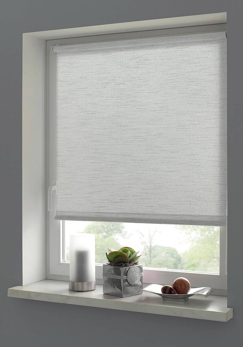 Boviva Klebe-/Klemmrollo Lino Silbergrau B/L: ca. 45x150 cm