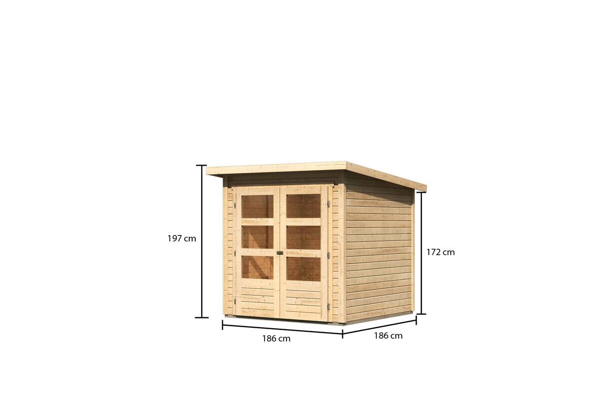 Karibu Gartenhaus Joschka 2 natur B/H/L: ca. 186x197x186 cm