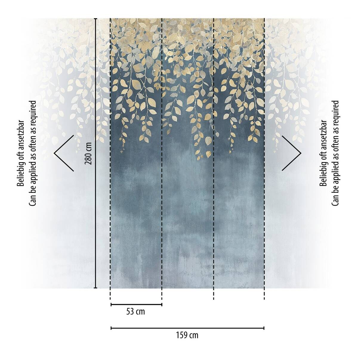Livingwalls Fototapete Floral creme blau gelb B/L: ca. 280x159 cm seidenglänzend