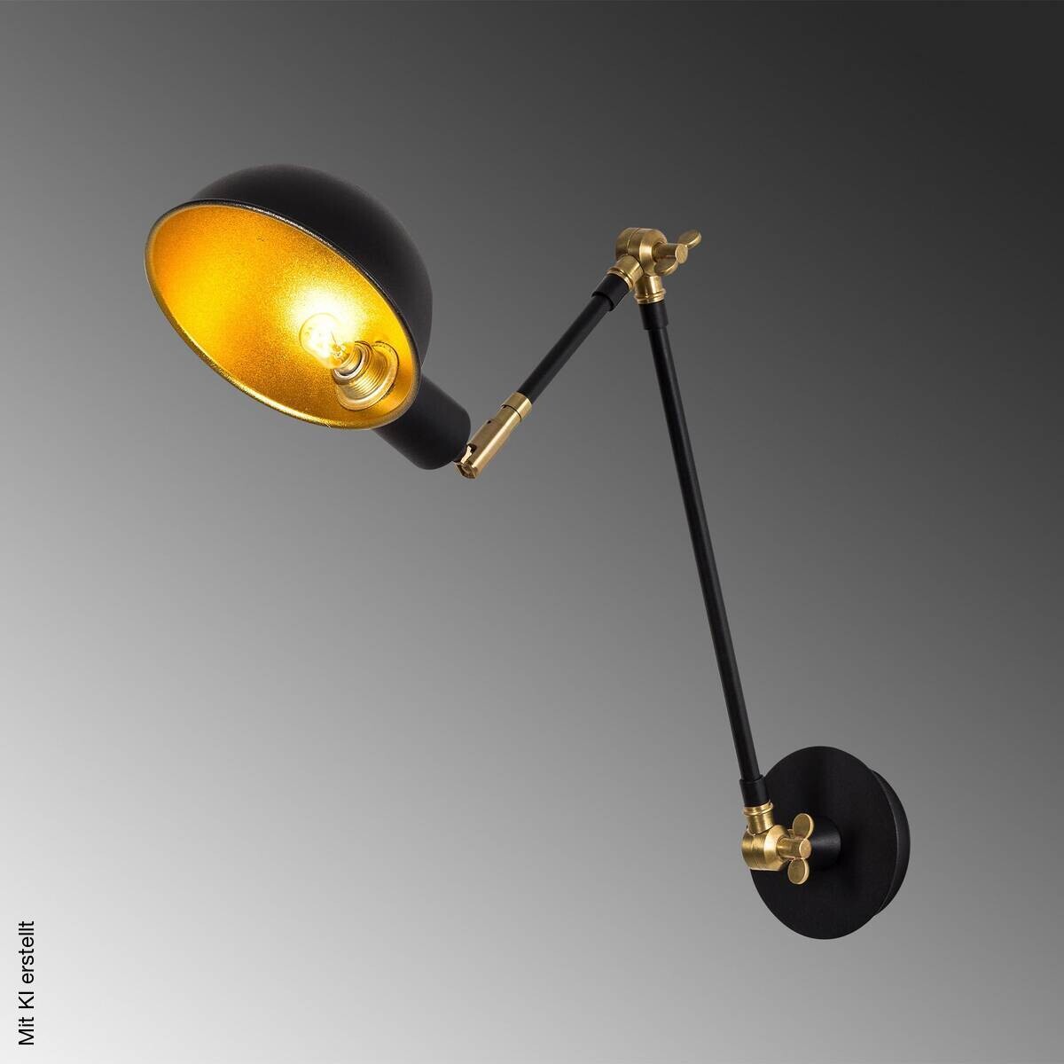 Opviq Wandleuchte gold schwarz Metall B/H/L: ca. 30x50x15 cm E27 1 Brennstellen