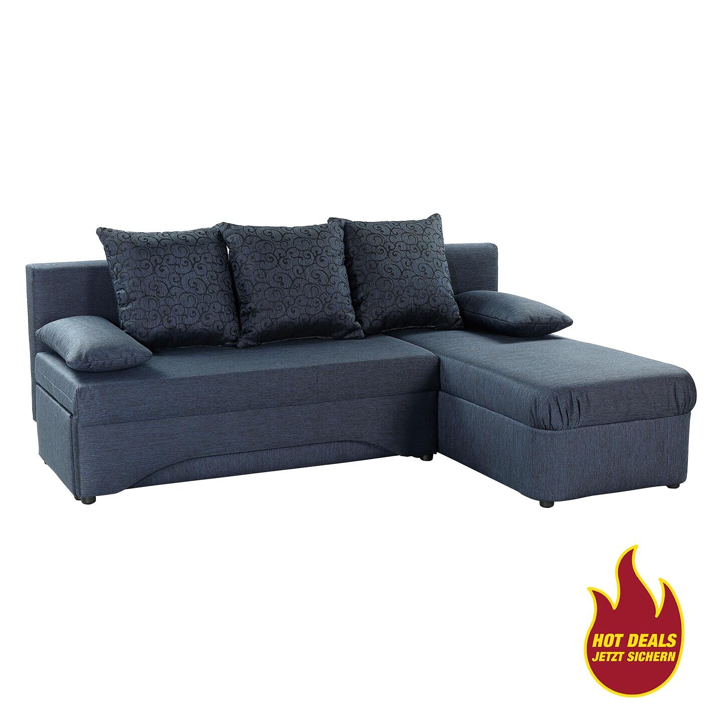 Ecksofa mit Bettfunktion und Bettkasten dunkelblau B/H/T: ca. 191x41x142 cm