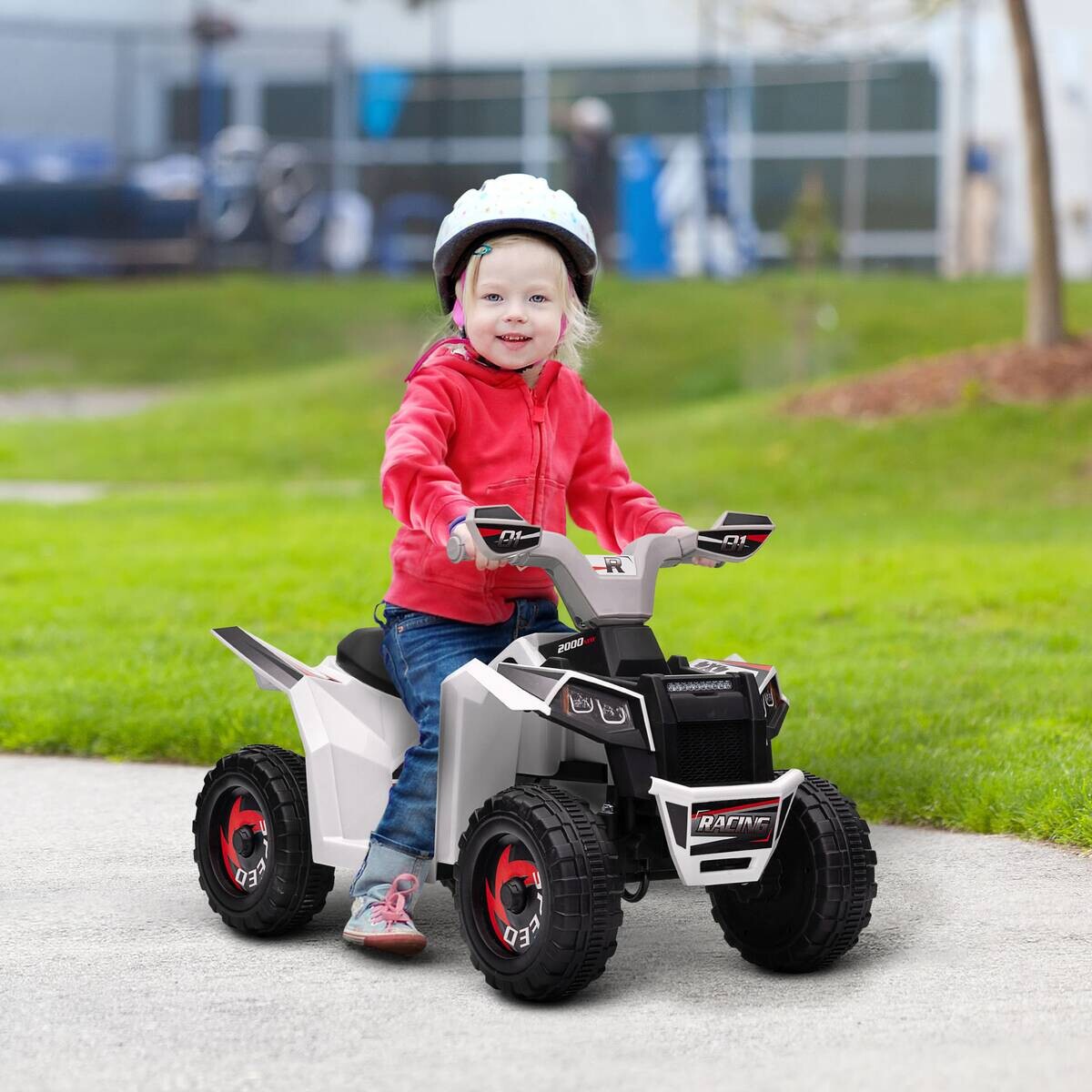 HOMCOM Elektroauto für Kinder weiß B/H/L: ca. 41,5x48,5x70 cm