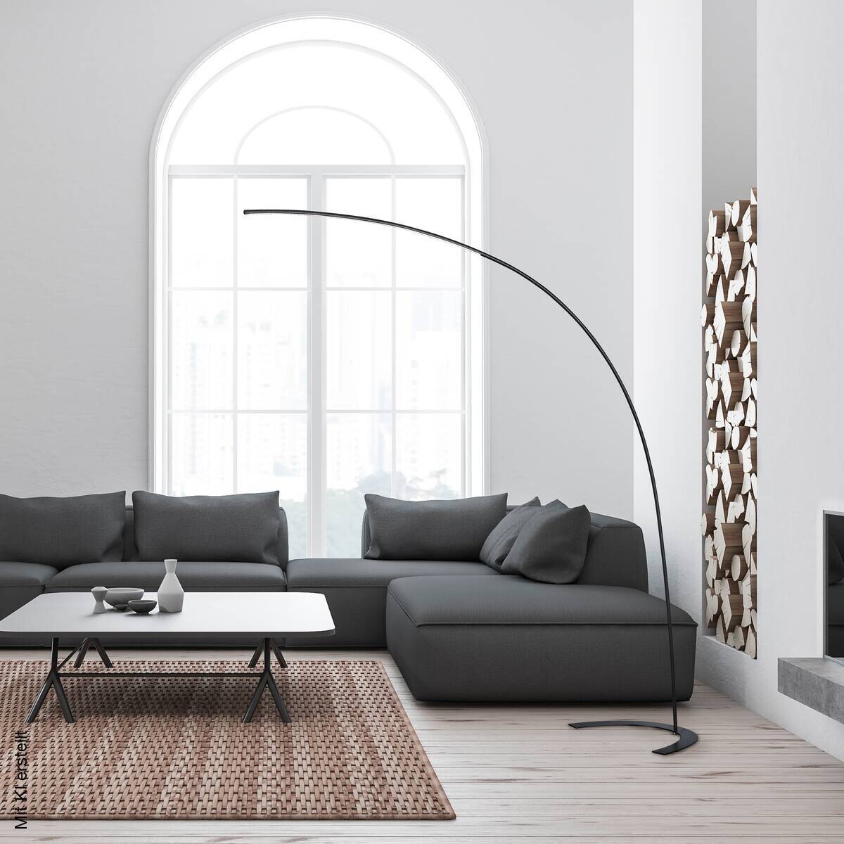 TRIO Stehlampe Shanghai schwarz Metall B/H: ca. 65x210 cm