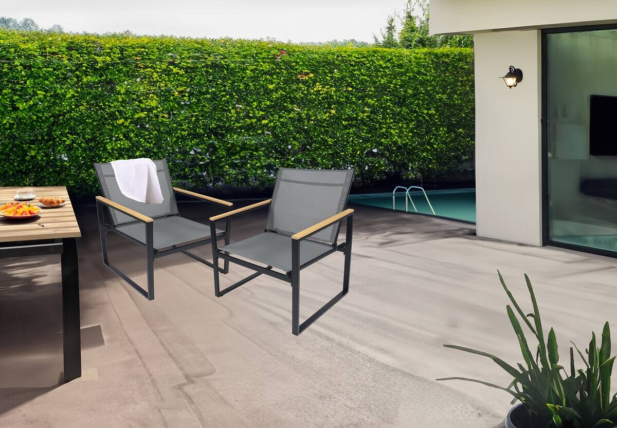 VCM Gartenstuhl anthrazit Metall B/H/L: ca. 54x83x65 cm