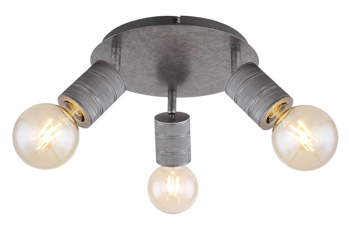GLOBO Spot silber Metall H/D: ca. 16x28 cm E27 3 Brennstellen