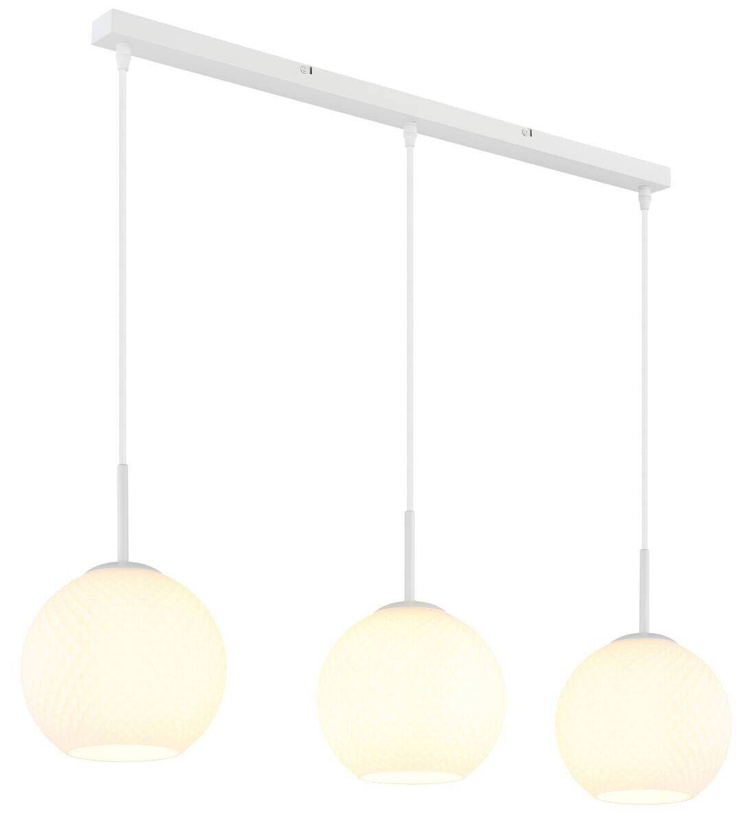 GLOBO Pendelleuchte weiß Opal Metall Glas B/H/T: ca. 20x120x90 cm E27 3 Brennstellen