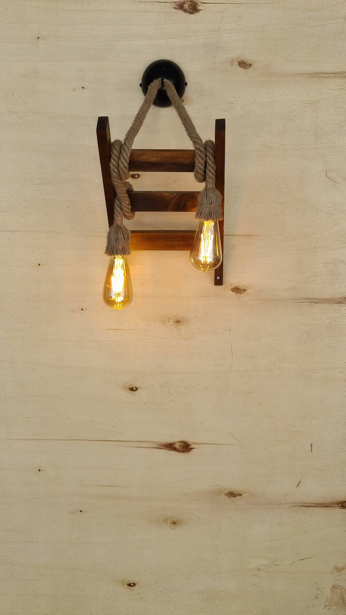 Opviq Wandleuchte nussbaum Kiefer B/H/L: ca. 25x23x45 cm E27 1 Brennstellen