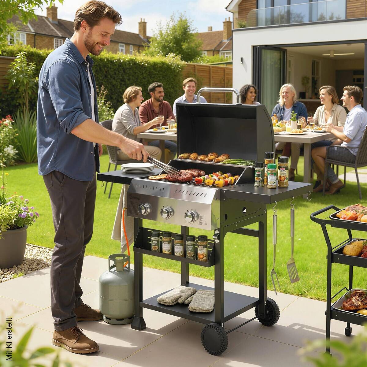 Outsunny Gasgrill Metall B/H/L: ca. 57x102x123 cm